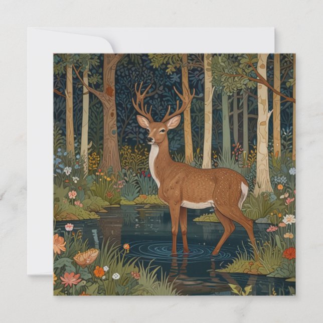 Elegant watercolor boho rustic woodland deer  invitation (Front)