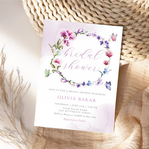 Elegant Watercolor Boho Wildflower Bridal Shower   Invitation