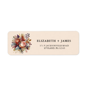 Elegant Watercolor Boho Wildflower Personized Label