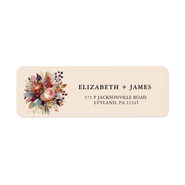 Elegant Watercolor Boho Wildflower Personized  Label (Front)