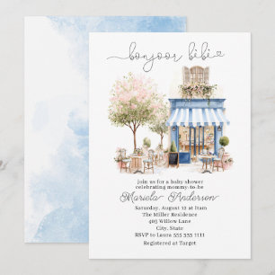 Elegant Watercolor bonjoor bebe  Baby Shower Invitation