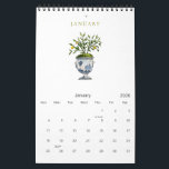 Elegant Watercolor Botanical 2026 Calendar<br><div class="desc">Elegant botanical 2026 Calander featuring a hand painted watercolor botanical painting for each month.</div>