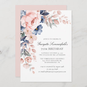 Elegant Watercolor Botanical 75th Birthday Invitation