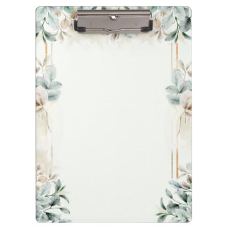 Elegant Watercolor Botanical Clipboard |Sage Green