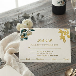 Elegant Watercolor Botanical Eucalyptus Gold Green Foil Holiday Postcard
