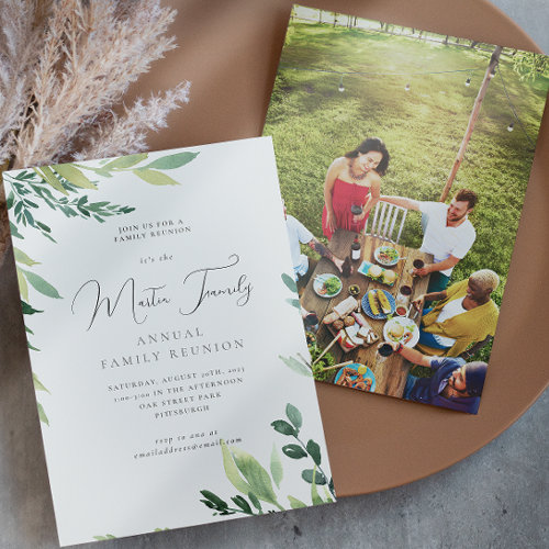 Elegant Watercolor Botanical Family Reunion Photo