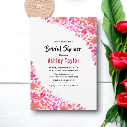 Elegant Watercolor Botanical Floral Bridal Shower Invitation