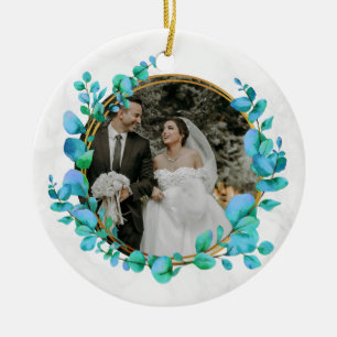 Elegant Watercolor Botanical For Wedding Photo Ceramic Ornament