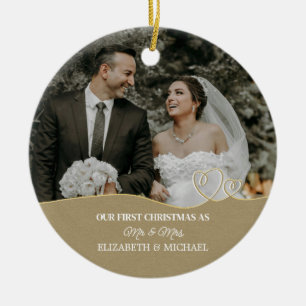Elegant Watercolor Botanical For Wedding Photo Ceramic Ornament
