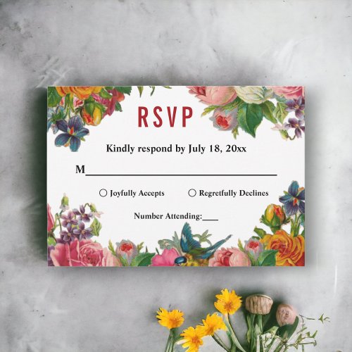 Elegant Watercolor Botanical Garden Floral Wedding RSVP Card