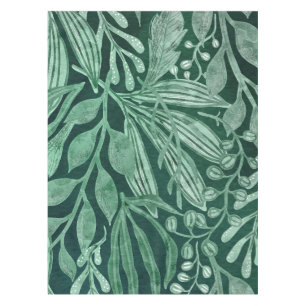 Elegant Watercolor Botanical Green Leaves Artwork Tablecloth