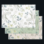 Elegant Watercolor Botanical Greenery Eucalyptus Wrapping Paper Sheets<br><div class="desc">This elegant design features soft watercolor greenery on sage green background.</div>