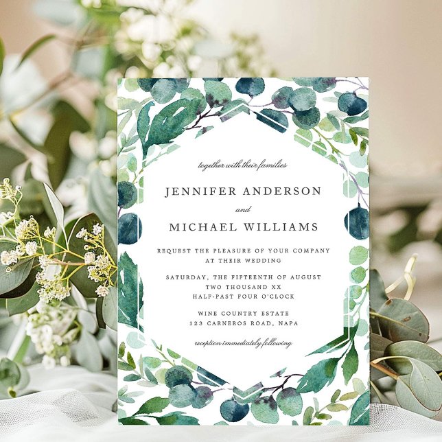 Elegant Watercolor Botanical Greenery Wedding Invitation (Creator Uploaded)