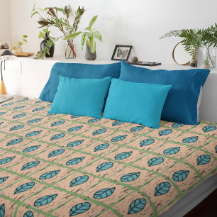 Elegant watercolor botanical leaves greenery duvet cover