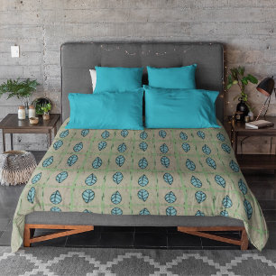 Elegant watercolor botanical leaves greenery duvet cover