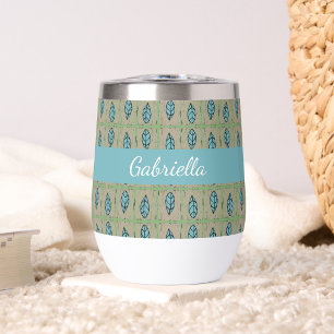 Elegant watercolor botanical leaves greenery thermal wine tumbler