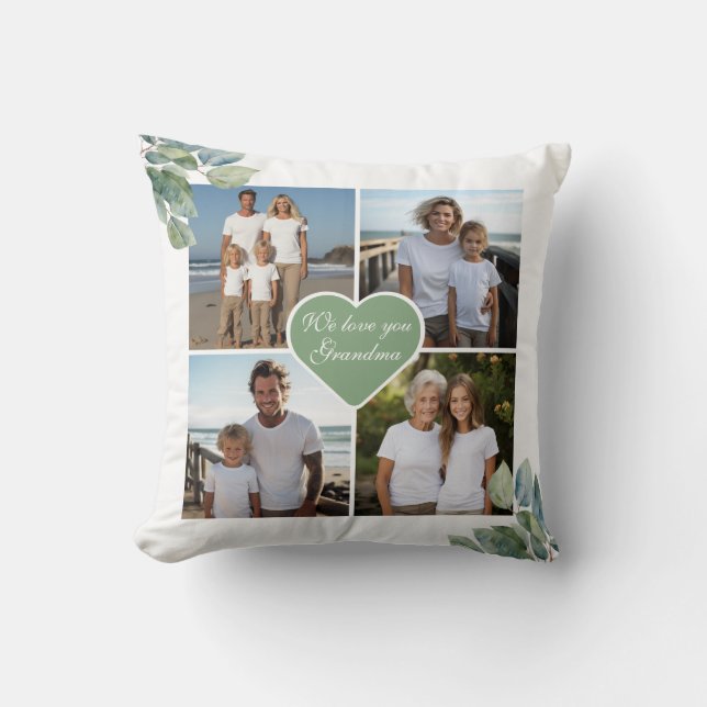 Elegant watercolor botanical personalized photo  throw pillow (Front)