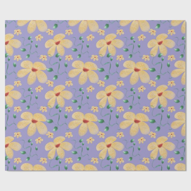 Elegant watercolor botanical seamless pattern  wrapping paper (Flat)