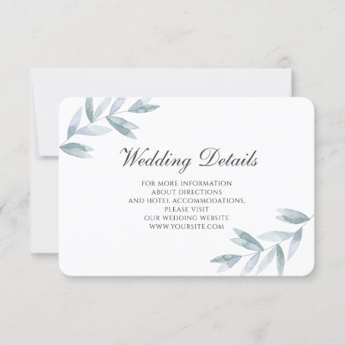 Elegant watercolor botanical Wedding Details RSVP Card