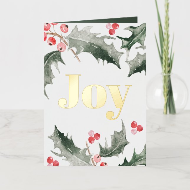Elegant Watercolor Botanicals Christmas Card (Front)