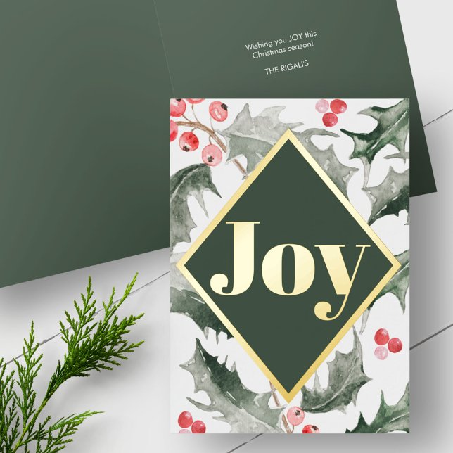 Elegant Watercolor Botanicals Christmas Foil Holiday Card (Creator Uploaded)