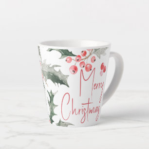 Elegant Watercolor Botanicals Christmas Latte Mug