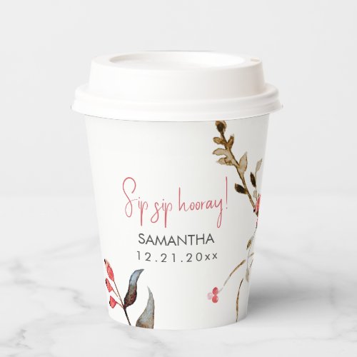 Elegant Watercolor Botanicals Christmas Paper Cups