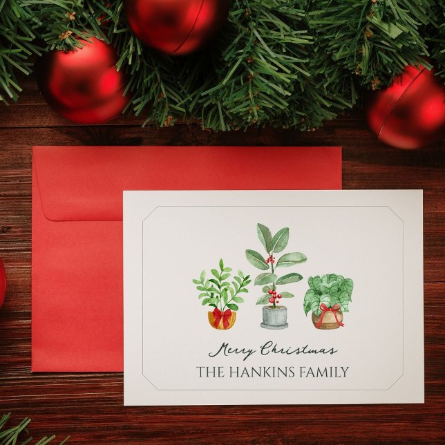 Elegant Watercolor Botanicals Folded Christmas Card (Creator Uploaded)
