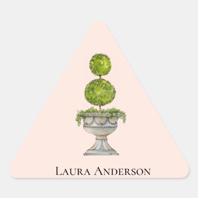 Elegant watercolor Boxwood Topiary sticker (Front)
