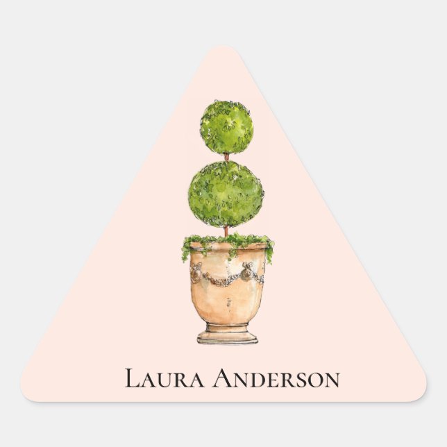 Elegant watercolor Boxwood Topiary sticker (Front)