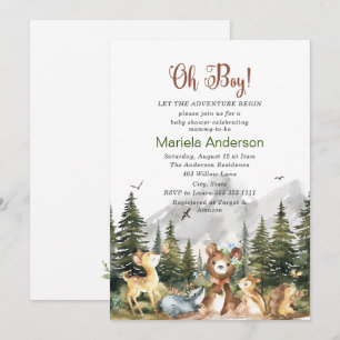 Elegant Watercolor  Boy Adventure Begin  Baby Show Invitation