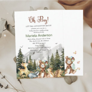 Elegant Watercolor Boy Adventure Begin Baby Show Invitation