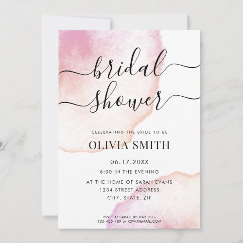 Elegant Watercolor Bridal Shower Invitation