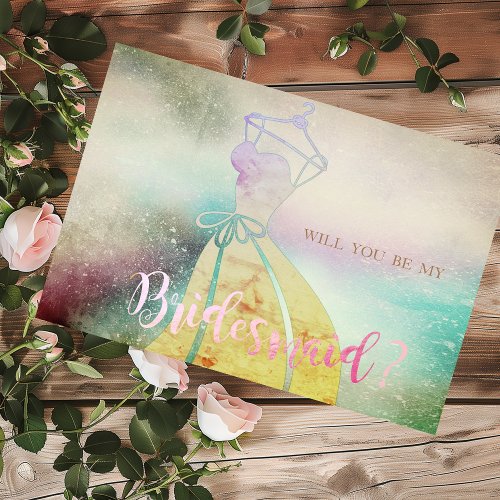 Elegant Watercolor  Bride Dress Bridesmaid Card