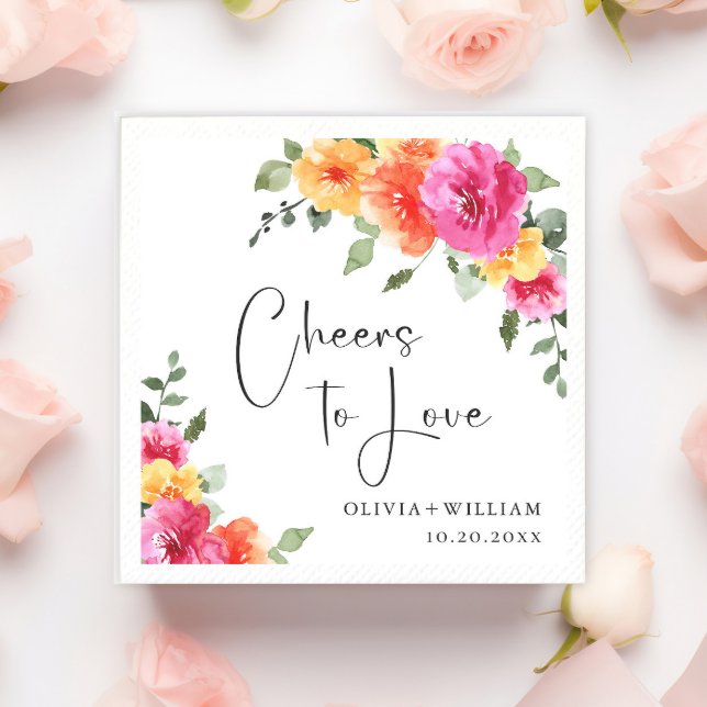 Elegant Watercolor Bright Festive Flowers Wedding Napkins (Creator Uploaded)