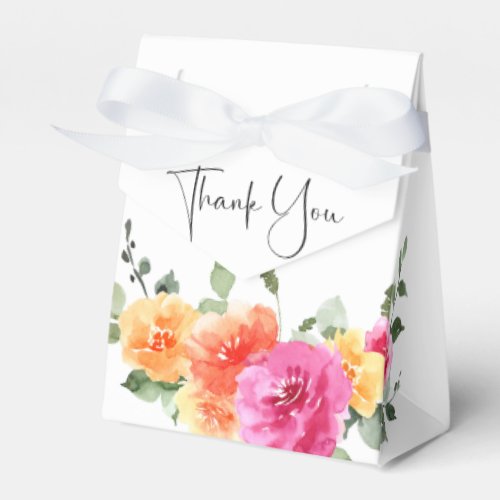 Elegant Watercolor Bright Flowers Floral Wedding Favor Boxes