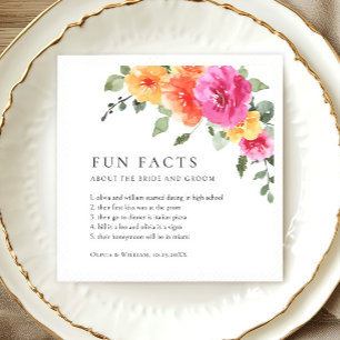 Elegant Watercolor Bright Flowers Floral Wedding Napkins