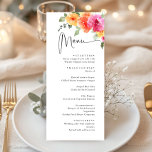 Elegant Watercolor Bright Flowers Wedding Dinner Menu<br><div class="desc">For further customization,  please click the "Personalize this template",  then "Edit using Design Tool". Stylish editable easy to use wedding templates,  more items available in the store (invitations,  rsvp,  thank you cards,  stationery & decor). If you need help or matching items,  please contact me.</div>