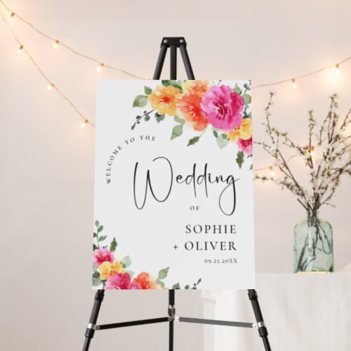 Elegant Watercolor Bright Flowers WELCOME Wedding Foam Board