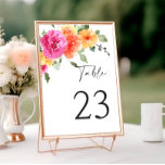 Elegant Watercolor Bright Pink Flowers Wedding Table Number<br><div class="desc">For further customization,  please click the "Personalize this template",  then "Edit using Design Tool". Stylish editable easy to use wedding templates,  more items available in the store (invitations,  rsvp,  thank you cards,  stationery & decor). If you need help or matching items,  please contact me.</div>