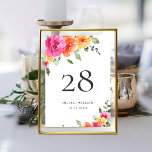 Elegant Watercolor Bright Pink Flowers Wedding Table Number<br><div class="desc">For further customization,  please click the "Personalize this template",  then "Edit using Design Tool". Stylish editable easy to use wedding templates,  more items available in the store (invitations,  rsvp,  thank you cards,  stationery & decor). If you need help or matching items,  please contact me.</div>