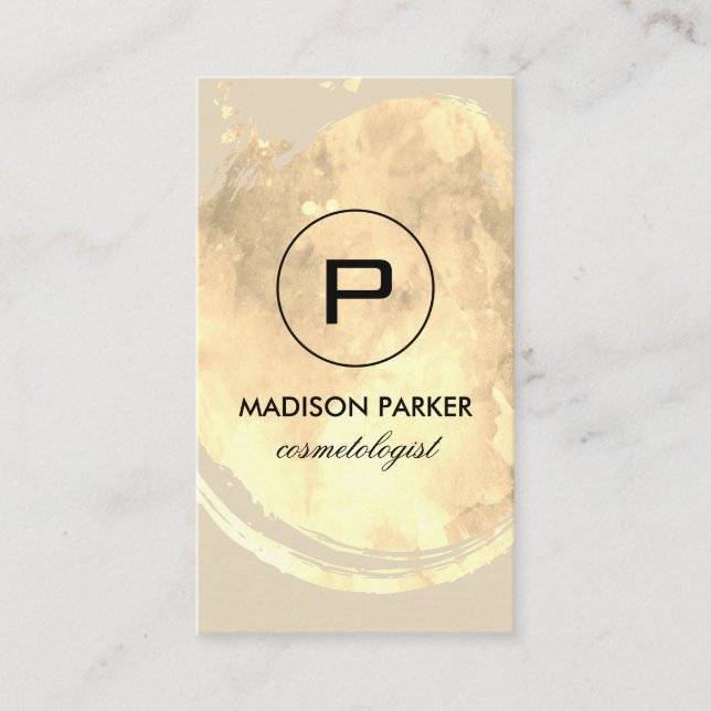 Elegant Watercolor Brushed with Monogram Business Card (Front)