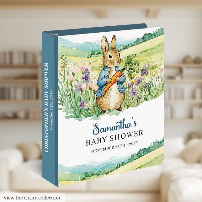 Elegant Watercolor Bunny Baby Shower Photo Binder (Elegant Watercolor Bunny Baby Shower Guest Binder)