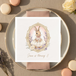 Elegant Watercolor Bunny Birthday Napkins
