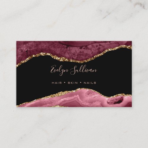 elegant watercolor burgundy agate business card