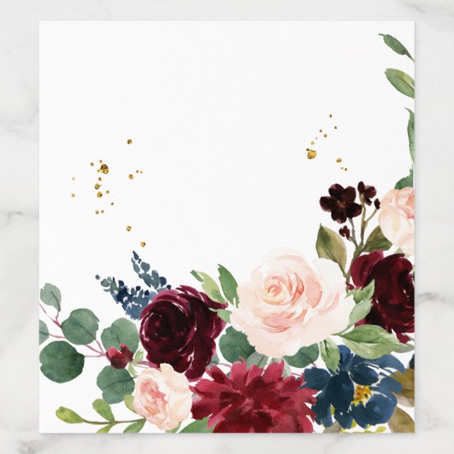Elegant Watercolor Burgundy Blush & Gold Drops Envelope Liner (Design)