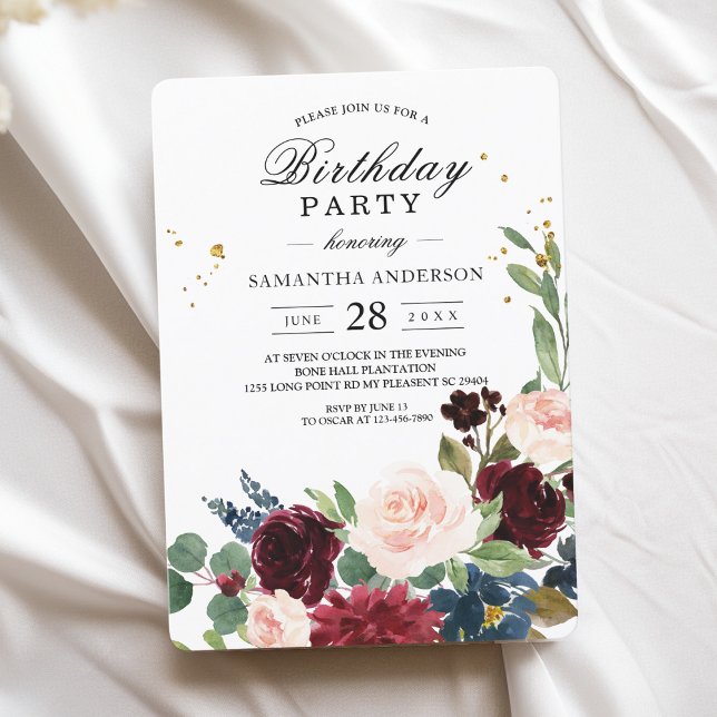 Elegant Watercolor Burgundy Blush & Gold Drops Invitation (Creator Uploaded)