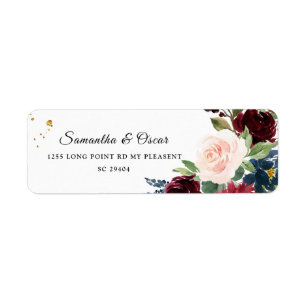 Elegant Watercolor Burgundy Blush & Gold Drops Label