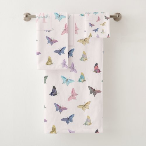 Elegant Watercolor Butterflies Beautiful Design Bath Towel Set