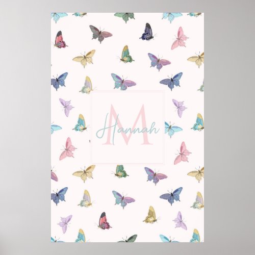 Elegant Watercolor Butterflies Beautiful Design Poster